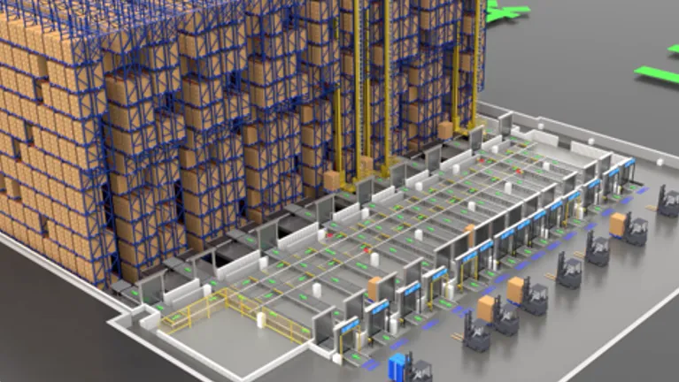 Cold Storage Project for a Frozen Food Company—Seven Double-Extension Stacker Cranes